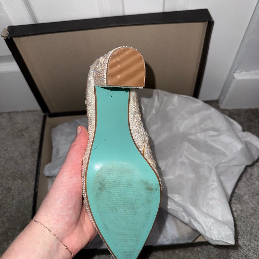 Betsey Johnson Sparkling Cream Ankle Booties - Picture 2 of 3